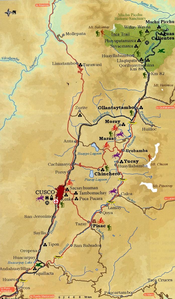 ನಕ್ಷೆ ಪವಿತ್ರ ವ್ಯಾಲಿ cusco ಪೆರು